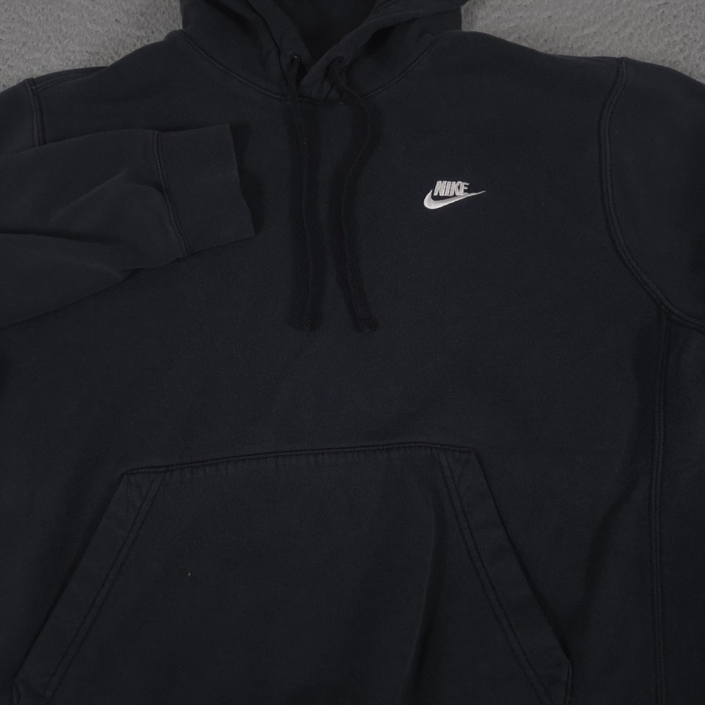 Nike‎ Hoodie Mens Large Black Sportswear Club Fleece Pullover Embroidered Logo